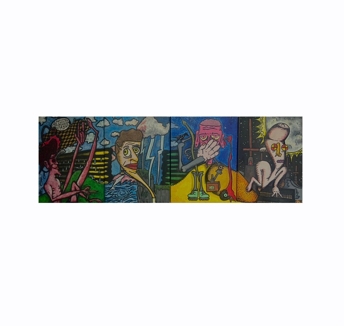 “The set” - 24x18cm canvas with acrylics - 4pcs